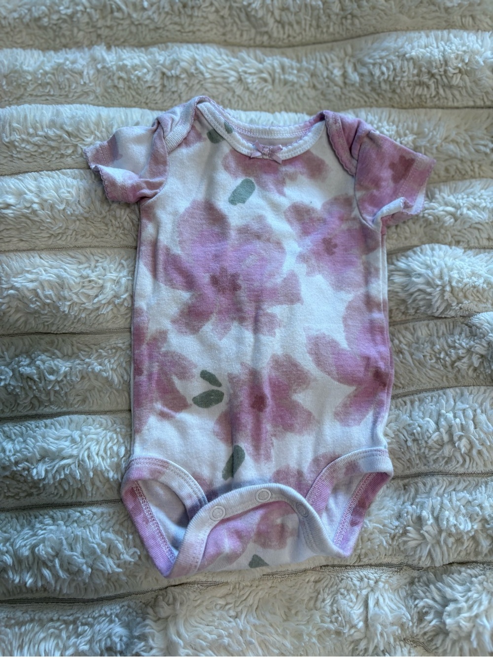 7/$30 Carter's Pink Floral Short-Sleeve One-Piece Bodysuit